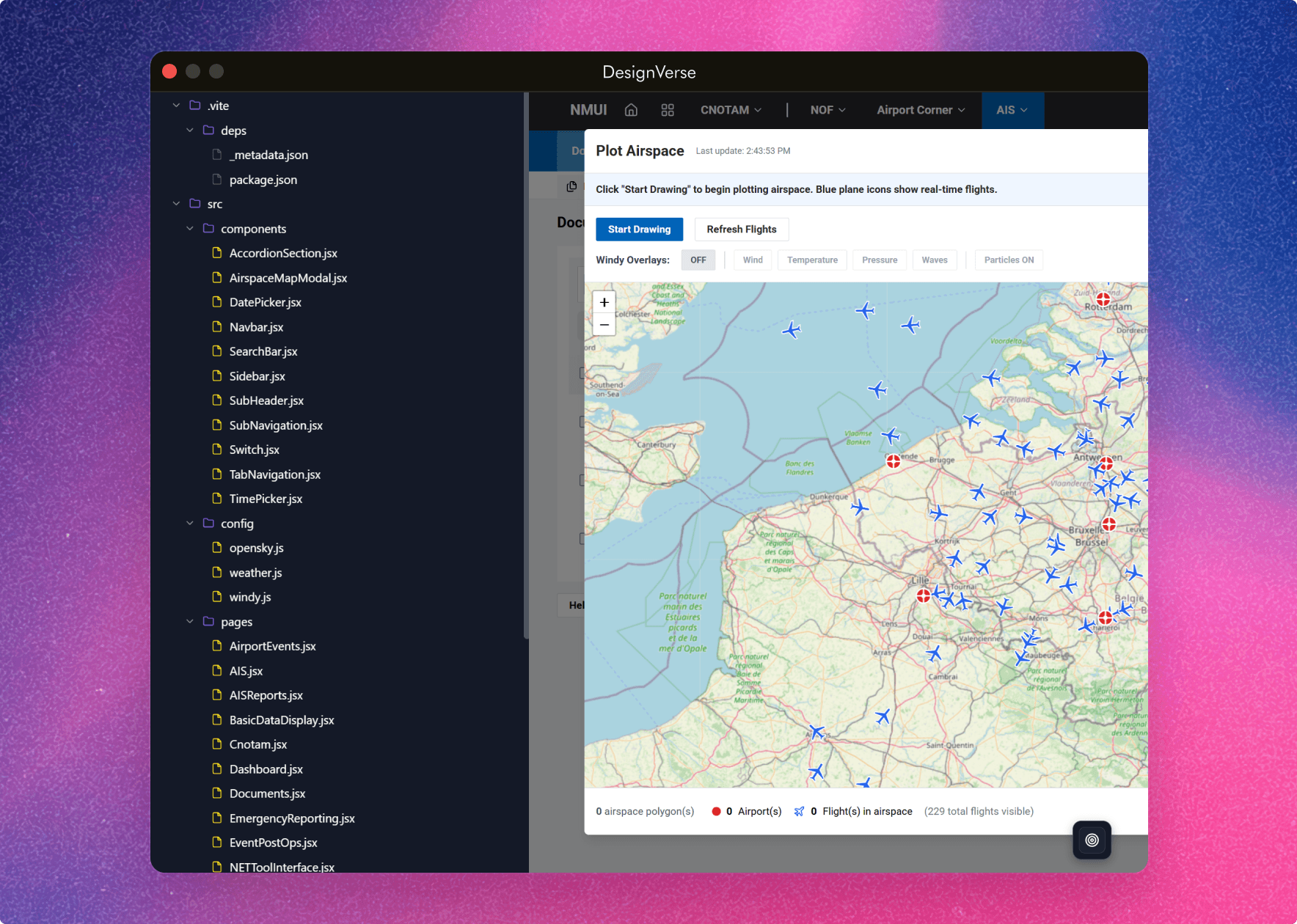 DesignVerse Code Editor with Map Application